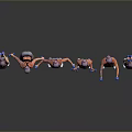 Woman Doing Dumbbell Exercises In Different Fitness Poses And Workout Positions
