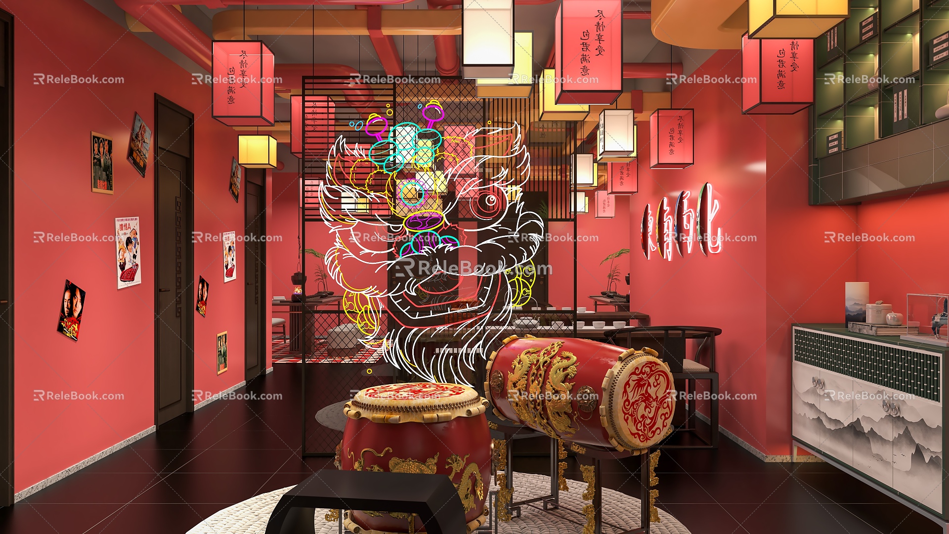 New Chinese Teahouse Tea Room 3d model