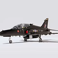 Black Military Two Seater Fighter Jet With Landing Gear And Insignia On Ground