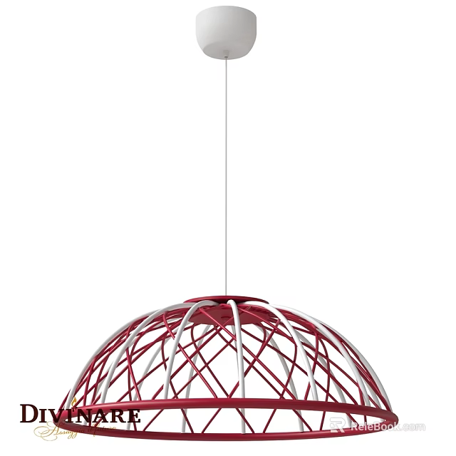 Red And White Spherical Chandelier With Intricate Mesh Design Hanging Gracefully 3d model 