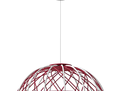 Red And White Spherical Chandelier With Intricate Mesh Design Hanging Gracefully 3d model