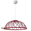 Red And White Spherical Chandelier With Intricate Mesh Design Hanging Gracefully