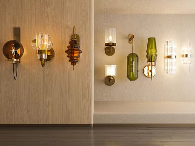 Modern Decorative Wall Lamps With Various Glass And Metal Designs For Interior Lighting 3d model