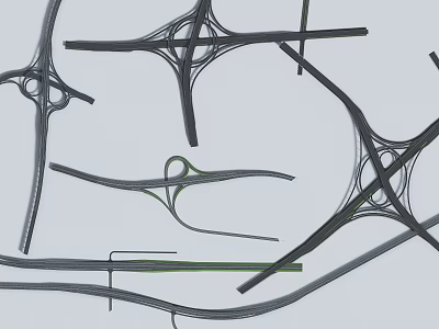 Municipal Road Network Layout And Intersection Design With Traffic Lane Configuration 3d model