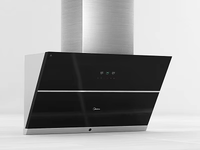 Modern Kitchen Range Hood With Black Glass Panel And Silver Metal Finish 3d model