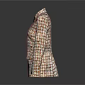 Stylish Tweed Jacket With Classic Collar And Multicolored Plaid Pattern Pockets For Daily Wear