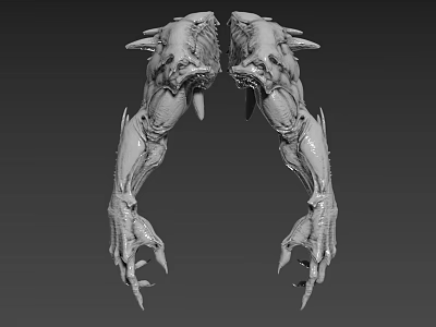 Game Movie Character Monster Arm 3D Model With Sharp Spikes And Clawed Fingers 3d model