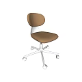 Brown Office Chair With White Frame Modern Design And Rolling Wheels 3d model