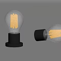 Vintage Illuminated Filament Light Bulbs With Transparent Glass And Black Base