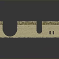 Decorative Stone Wall Model With Brick Texture And U Shaped Gaps On Reflective Surface