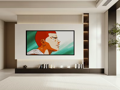 Modern TV Wall With Art Display And Storage Shelves 3d model