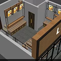 Modern Specialty Store Interior With Display Shelves Wooden Counters And Product Posters