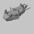 Futuristic Industrial Ship Design With Illuminated Lights And Metal Deck Platform
