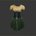 Stylish Women's Outfit With Beige Short Sleeve Top Black Corset And Black Skirt