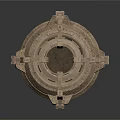 Intricate Stone Sculpture With Circular Layered Design And Textured Surface