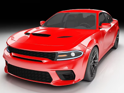 Red Modern Sports Car With Streamlined Body And Black Alloy Wheels 3d model