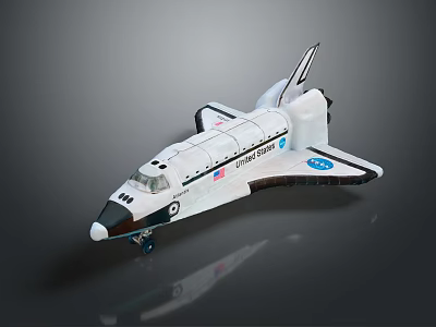 Detailed NASA Space Shuttle Model With White Body And Black Wings 3d model