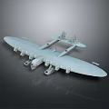 Large Gray Twin Wing Multi Engine Aircraft Model With Detailed Design