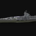 Detailed 3D Model Of Gray Aircraft Carrier Warship Featuring Large Deck And Island Structure