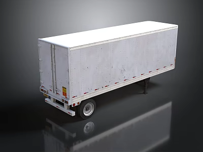 White Cargo Box Trailer Design With Reflective Surface And Side View 3d model