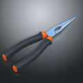 Long Nose Pliers with Black Orange Handles Professional Hardware Tool for Precision Work 3d model