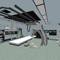 Operating Room Interior With Surgical Table Ceiling Mounted Equipment And Medical Monitors