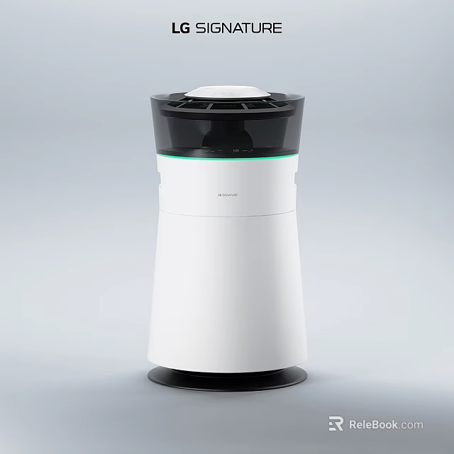 Sleek Modern Air Purifier With White And Black Design And Green Accent Ring 3d model 