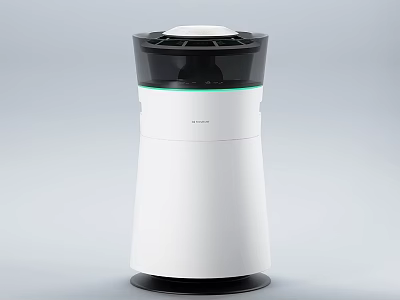 Sleek Modern Air Purifier With White And Black Design And Green Accent Ring 3d model