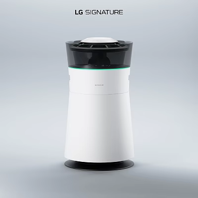 Sleek Modern Air Purifier With White And Black Design And Green Accent Ring 3d model