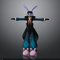 3D Character Model With Purple Ears Black Hat Yellow Glasses Blue Pants Pink Shoes