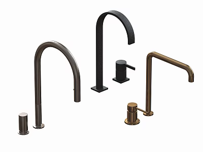 Sleek Modern Faucet Designs With Various Curved And Straight Handle Styles 3d model