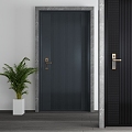 Modern security door entry door swing door single door 3d model