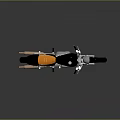 Classic Vintage Motorcycle With Black Body Orange Seat White Wheels And Shiny Exhaust System