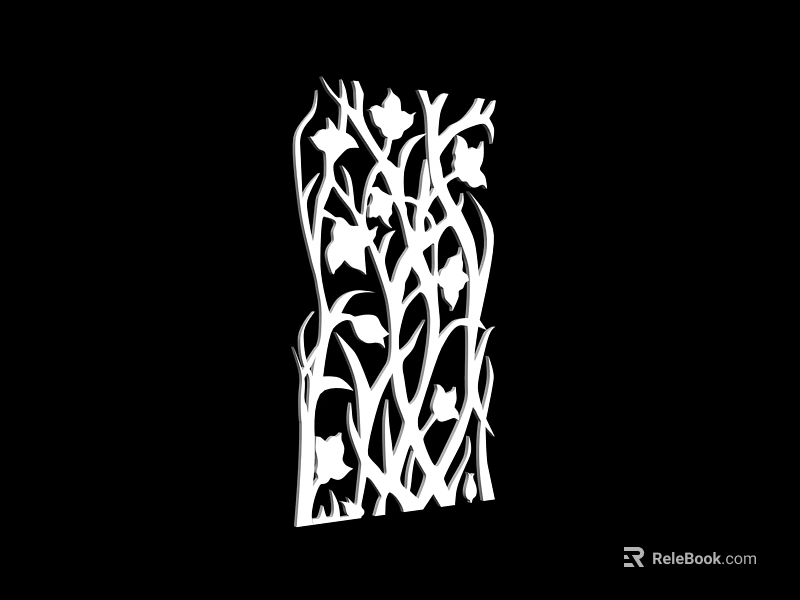 Decorative Partition With Intricate Branch And Leaf Openwork Design For Interior Decoration 3d model 