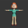 Game And Movie Character With Red Hair Green Top Beige Pants Red Shoes Arms Outstretched