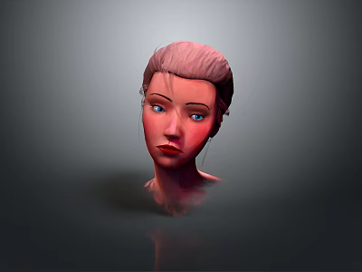 Game and Movie Character 3D Head Model with Pink Hair Blue Eyes and Detailed Face 3d model