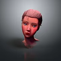 Game and Movie Character 3D Head Model with Pink Hair Blue Eyes and Detailed Face
