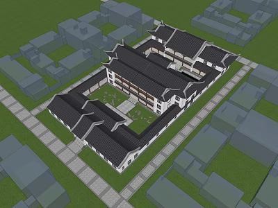 Ancient Chinese Traditional Architecture Featuring Courtyard Layout And Classic Roof Design 3d model