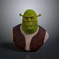 Shrek Fantasy Creature Detailed Bust Sculpture With Green Skin Large Ears And Brown Vest