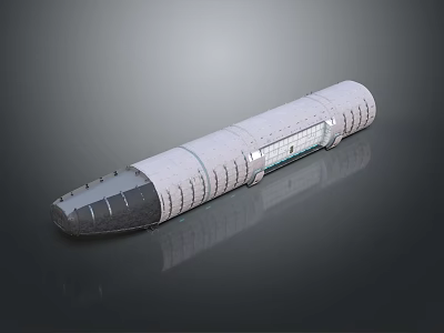 Futuristic Cylindrical Spacecraft Design With Textured Surface And Structural Details For Cosmic Exploration 3d model
