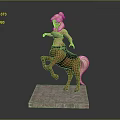 Game and Movie Female Centaur Character with Blonde Hair and Brown Outfit on Marble Base