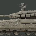 Military Tank With Heavy Armor Turret Long Cannon Barrel And Durable Tracks