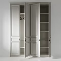 Elegant White TV Cabinet With Stylish Recessed Panel Doors And Sleek Matte Black Metal Handles