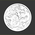 Shiny Silver Round Object With Intricate Carved Patterns And Detailed Design