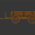 Vintage Rustic Wooden Cart With Large Wheels And Small Trailer Platform