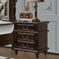 Classic Wooden Nightstand With Three Drawers Brass Handles Gold Lamp Decor By Ornate White Wall