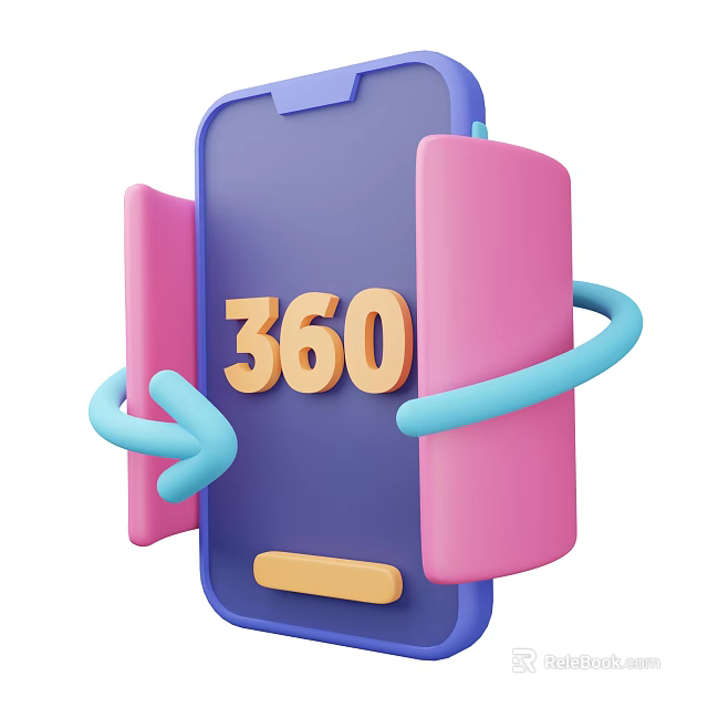 360 Degree View Mobile Phone With Pink Panels And Blue Rotation Arrows 3d model 