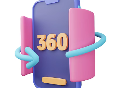 360 Degree View Mobile Phone With Pink Panels And Blue Rotation Arrows 3d model