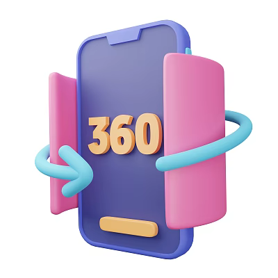 360 Degree View Mobile Phone With Pink Panels And Blue Rotation Arrows 3d model