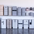 Various Refrigerators And Freezers In Different Colors And Styles Displayed In Modern Showroom